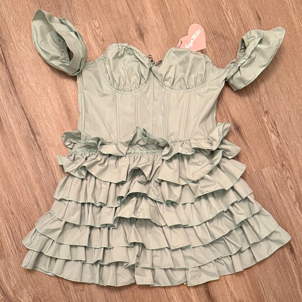 Sugar Thrillz Sage Ruffled Dress